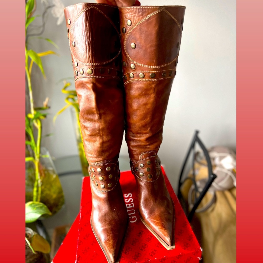 Genuine leather cowboy boots.